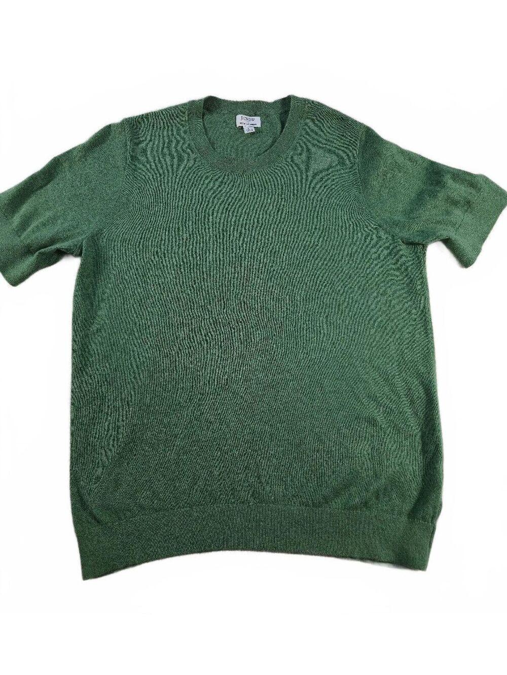 J.Crew Cotton Cashmere Short Sleeve Knit Sweater Tee Green Large Quiet Luxury